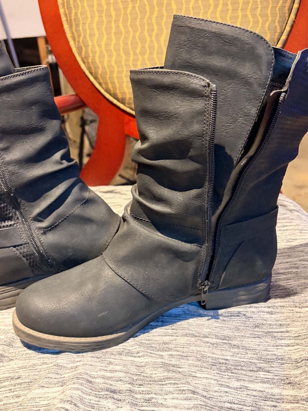 Jellypop Black Slouchy Mid-Calf Zip Booties